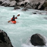Kayaking descent on the Soca river